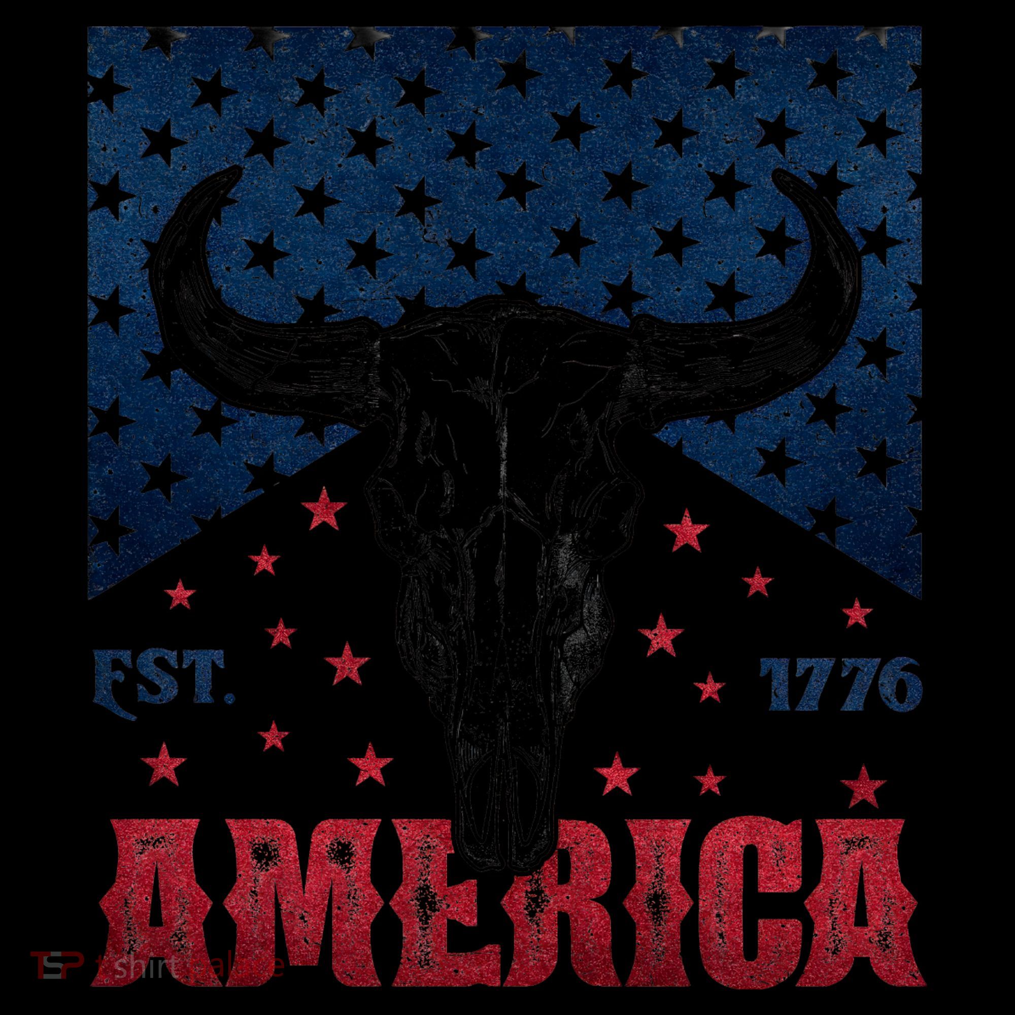 Western Cow Skull America Est 1776 Coaster