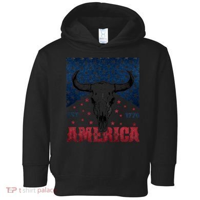Western Cow Skull America Est 1776 Toddler Hoodie