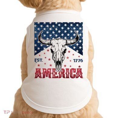 Western Cow Skull America Est 1776 Doggie Tank