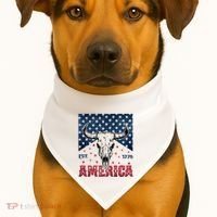 Western Cow Skull America Est 1776 USA-Made Doggie Bandana thumb 1