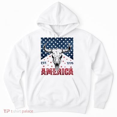 Western Cow Skull America Est 1776 Hoodie