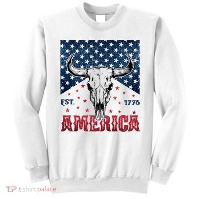Western Cow Skull America Est 1776 Sweatshirt