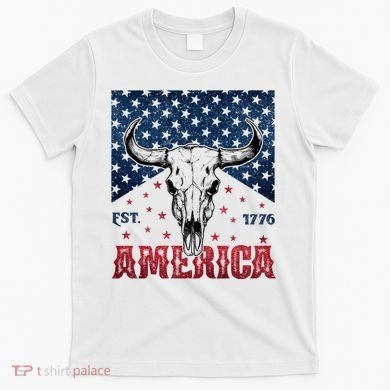 Western Cow Skull America Est 1776 T-Shirt
