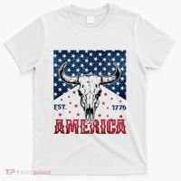 Western Cow Skull America Est 1776 T-Shirt thumb 0