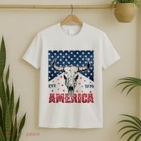 Western Cow Skull America Est 1776 T-Shirt thumb 2
