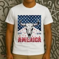 Western Cow Skull America Est 1776 T-Shirt thumb 3