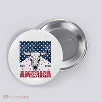 Western Cow Skull America Est 1776 Button thumb 0