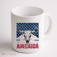 Western Cow Skull America Est 1776 Coffee Mug thumb 1