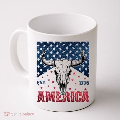 Western Cow Skull America Est 1776 Coffee Mug