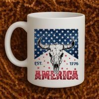 Western Cow Skull America Est 1776 Coffee Mug thumb 2