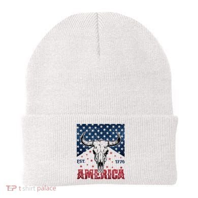Western Cow Skull America Est 1776 Beanie