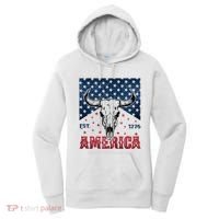 Western Cow Skull America Est 1776 Women's Hoodie thumb 0
