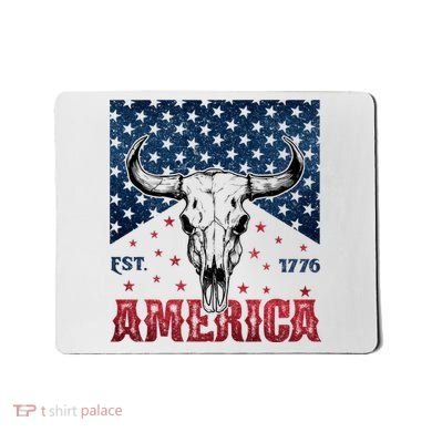 Western Cow Skull America Est 1776 Mousepad