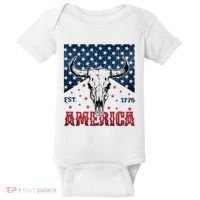 Western Cow Skull America Est 1776 Baby Bodysuit thumb 0