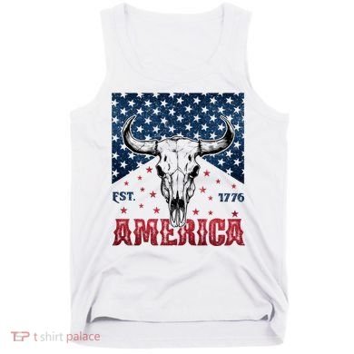 Western Cow Skull America Est 1776 Tank Top