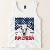 Western Cow Skull America Est 1776 Tank Top thumb 2