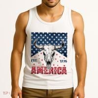 Western Cow Skull America Est 1776 Tank Top thumb 3