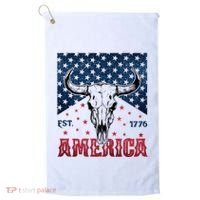 Western Cow Skull America Est 1776 Golf Towel thumb 0