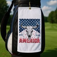 Western Cow Skull America Est 1776 Golf Towel thumb 2