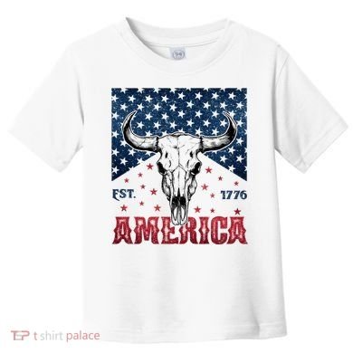 Western Cow Skull America Est 1776 Toddler T-Shirt