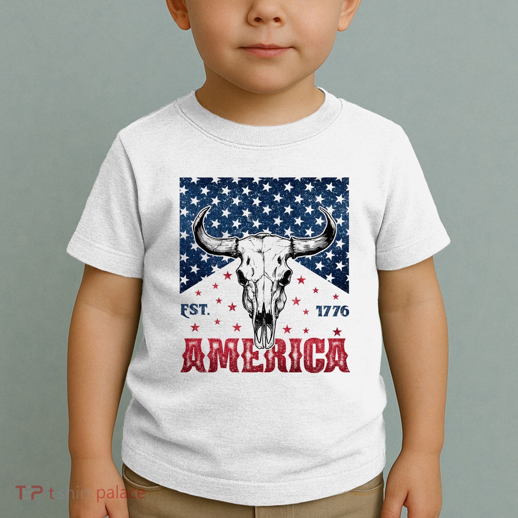 Western Cow Skull America Est 1776 Toddler T-Shirt