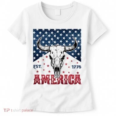 Western Cow Skull America Est 1776 Women's T-Shirt