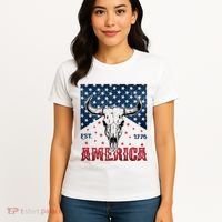 Western Cow Skull America Est 1776 Women's T-Shirt thumb 4