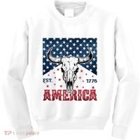 Western Cow Skull America Est 1776 Kids Sweatshirt thumb 0