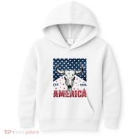 Western Cow Skull America Est 1776 Kids Hoodie thumb 0