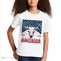 Western Cow Skull America Est 1776 Kids T-Shirt thumb 2