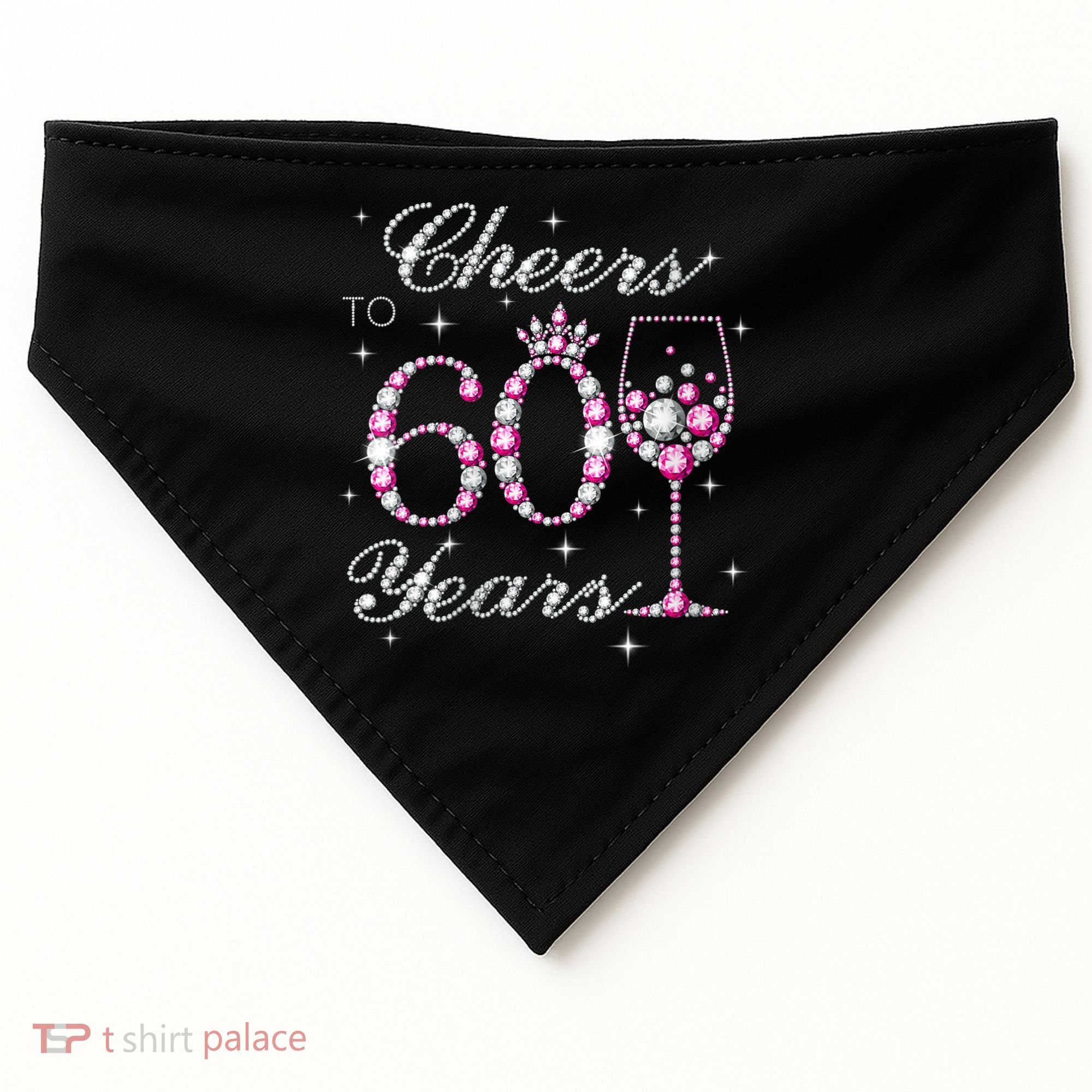 WoM.e.ns Cheers to 60 Years 60th Birthday Party 60 Years Old V-Neck USA-Made Doggie Bandana