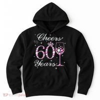 WoM.e.ns Cheers to 60 Years 60th Birthday Party 60 Years Old V-Neck Hoodie thumb 0