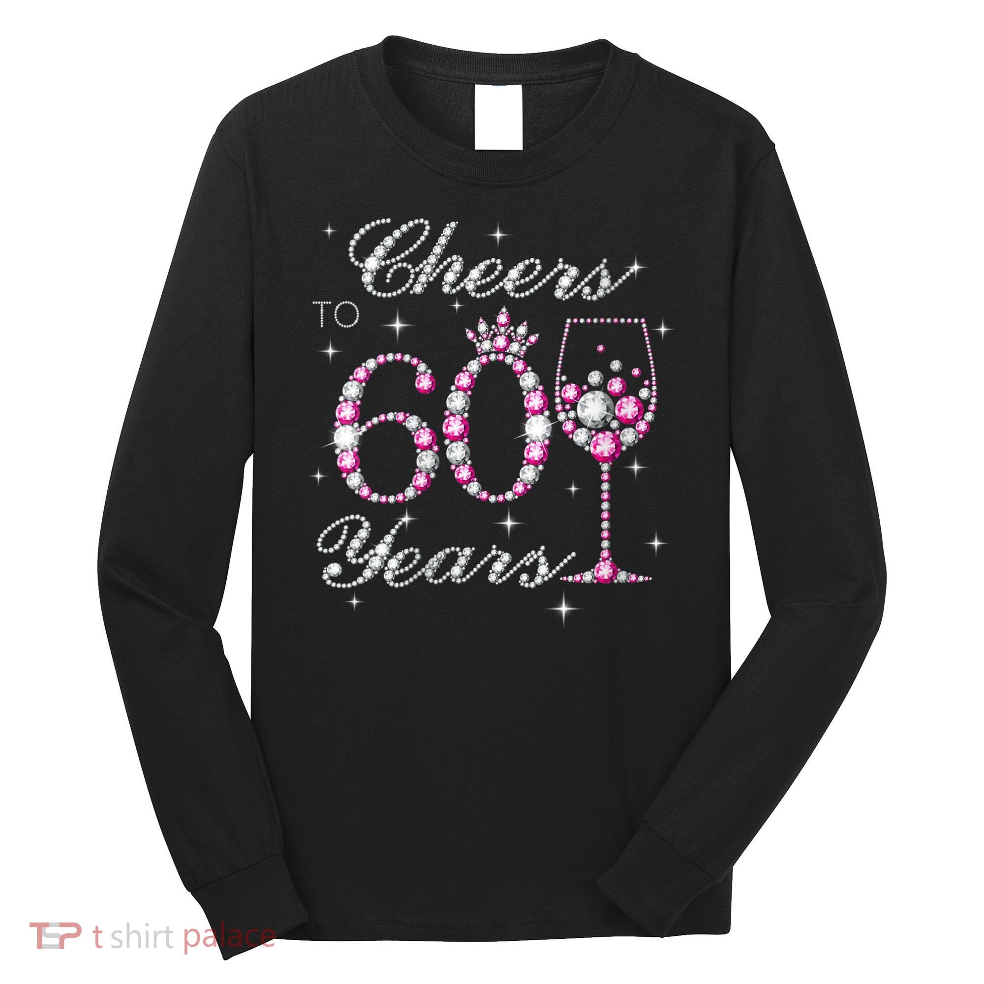 WoM.e.ns Cheers to 60 Years 60th Birthday Party 60 Years Old V-Neck Long Sleeve Shirt