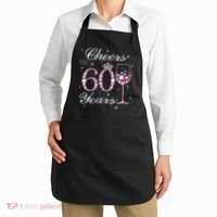 WoM.e.ns Cheers to 60 Years 60th Birthday Party 60 Years Old V-Neck Apron thumb 2