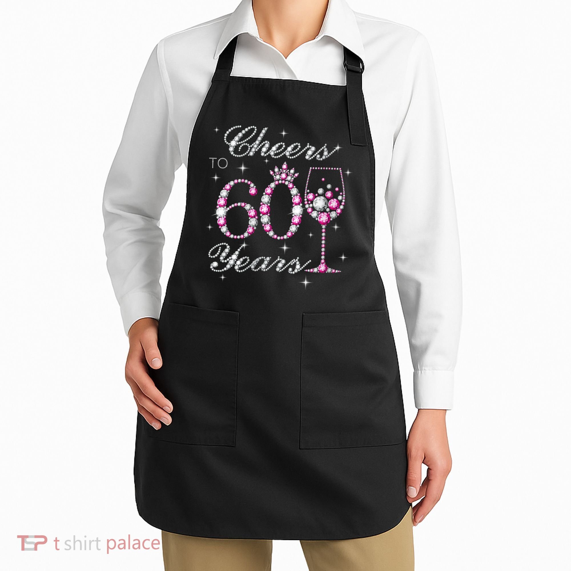 WoM.e.ns Cheers to 60 Years 60th Birthday Party 60 Years Old V-Neck Apron