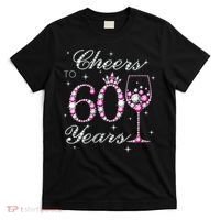 WoM.e.ns Cheers to 60 Years 60th Birthday Party 60 Years Old V-Neck T-Shirt thumb 0