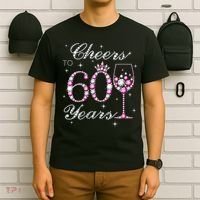 WoM.e.ns Cheers to 60 Years 60th Birthday Party 60 Years Old V-Neck T-Shirt thumb 6