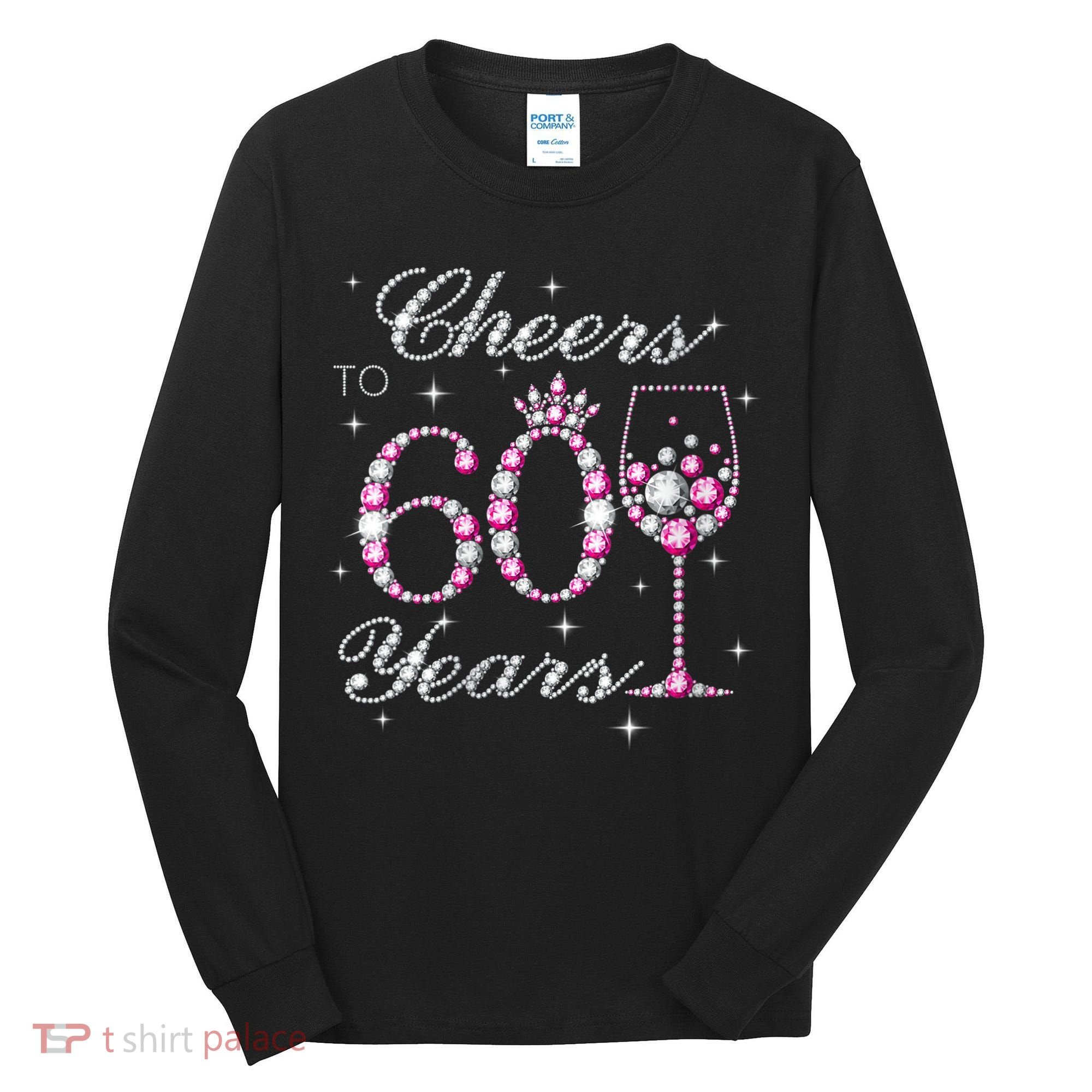 WoM.e.ns Cheers to 60 Years 60th Birthday Party 60 Years Old V-Neck Tall Long Sleeve Shirt
