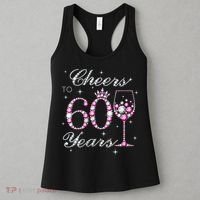 WoM.e.ns Cheers to 60 Years 60th Birthday Party 60 Years Old V-Neck Women's Tank Top thumb 3