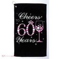 WoM.e.ns Cheers to 60 Years 60th Birthday Party 60 Years Old V-Neck Golf Towel thumb 0