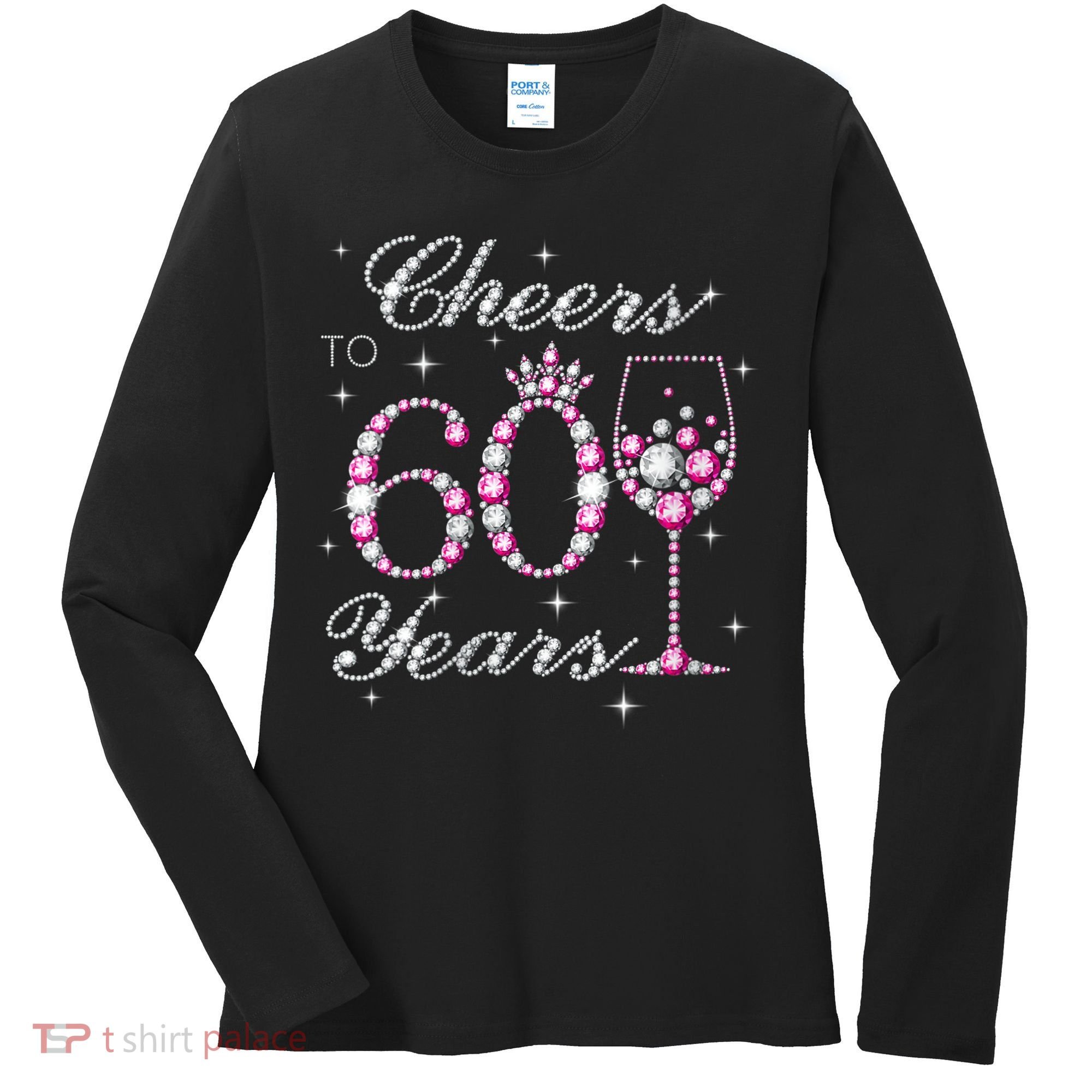 WoM.e.ns Cheers to 60 Years 60th Birthday Party 60 Years Old V-Neck Women's Long Sleeve Shirt