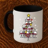 Wine Christmas Tree Xmas Pajamas Pjs Gift Coffee Mug thumb 2