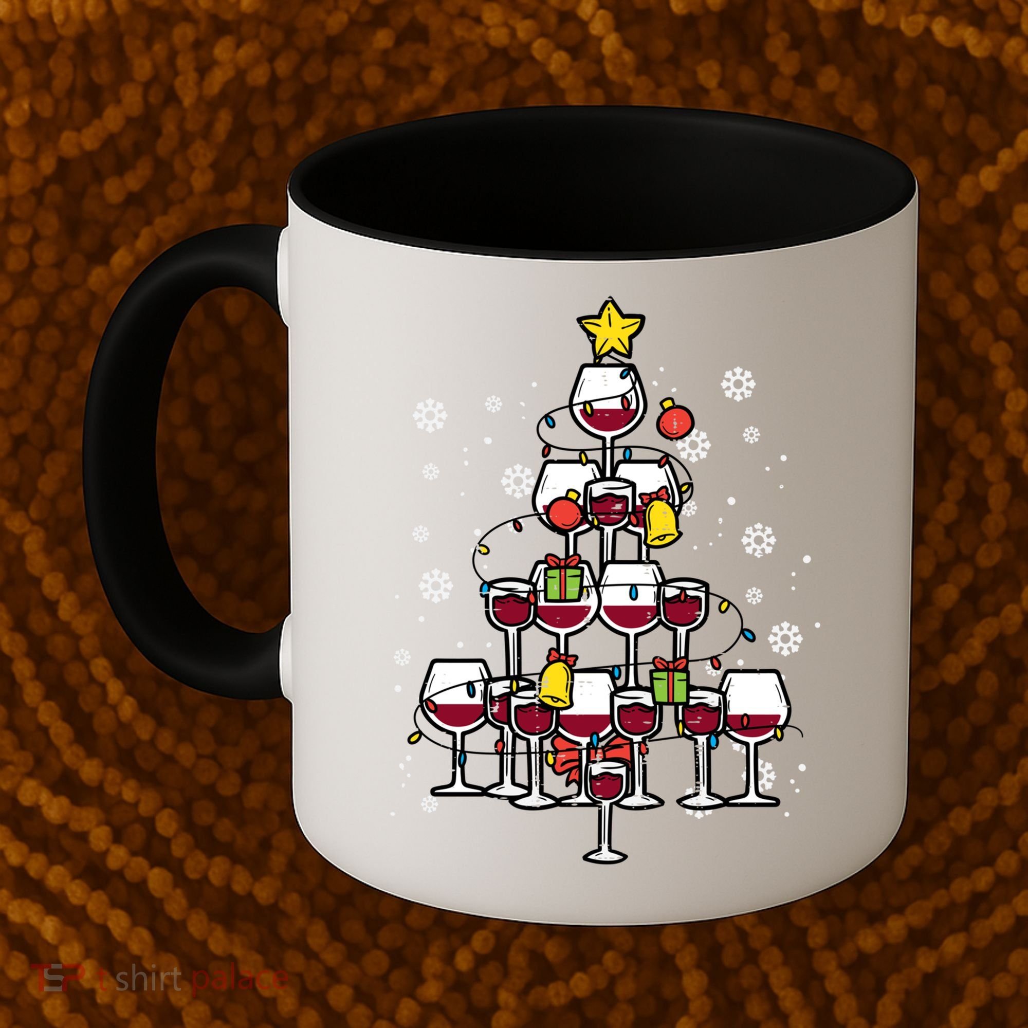 Wine Christmas Tree Xmas Pajamas Pjs Gift Coffee Mug