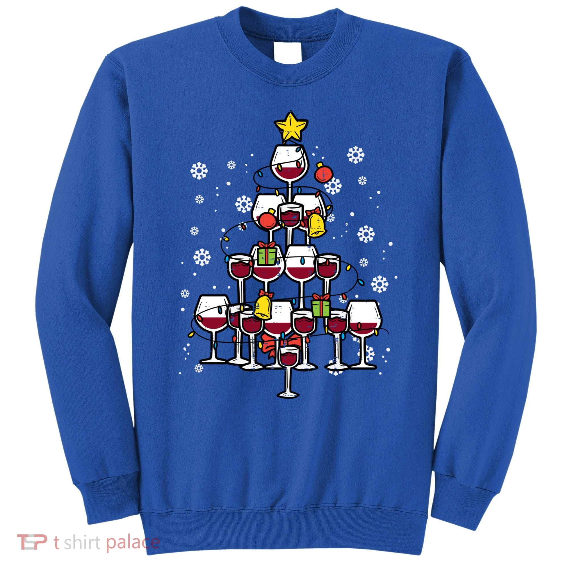 Wine Christmas Tree Xmas Pajamas Pjs Gift Sweatshirt