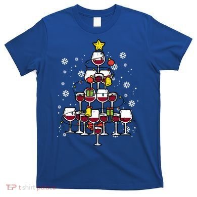 Wine Christmas Tree Xmas Pajamas Pjs Gift T-Shirt
