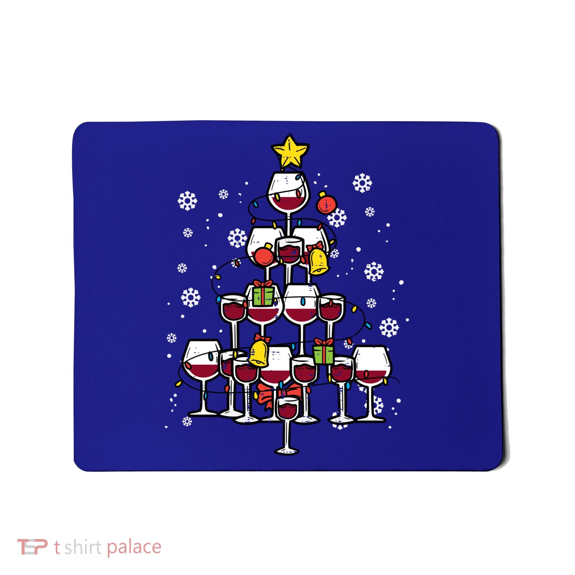 Wine Christmas Tree Xmas Pajamas Pjs Gift Mousepad
