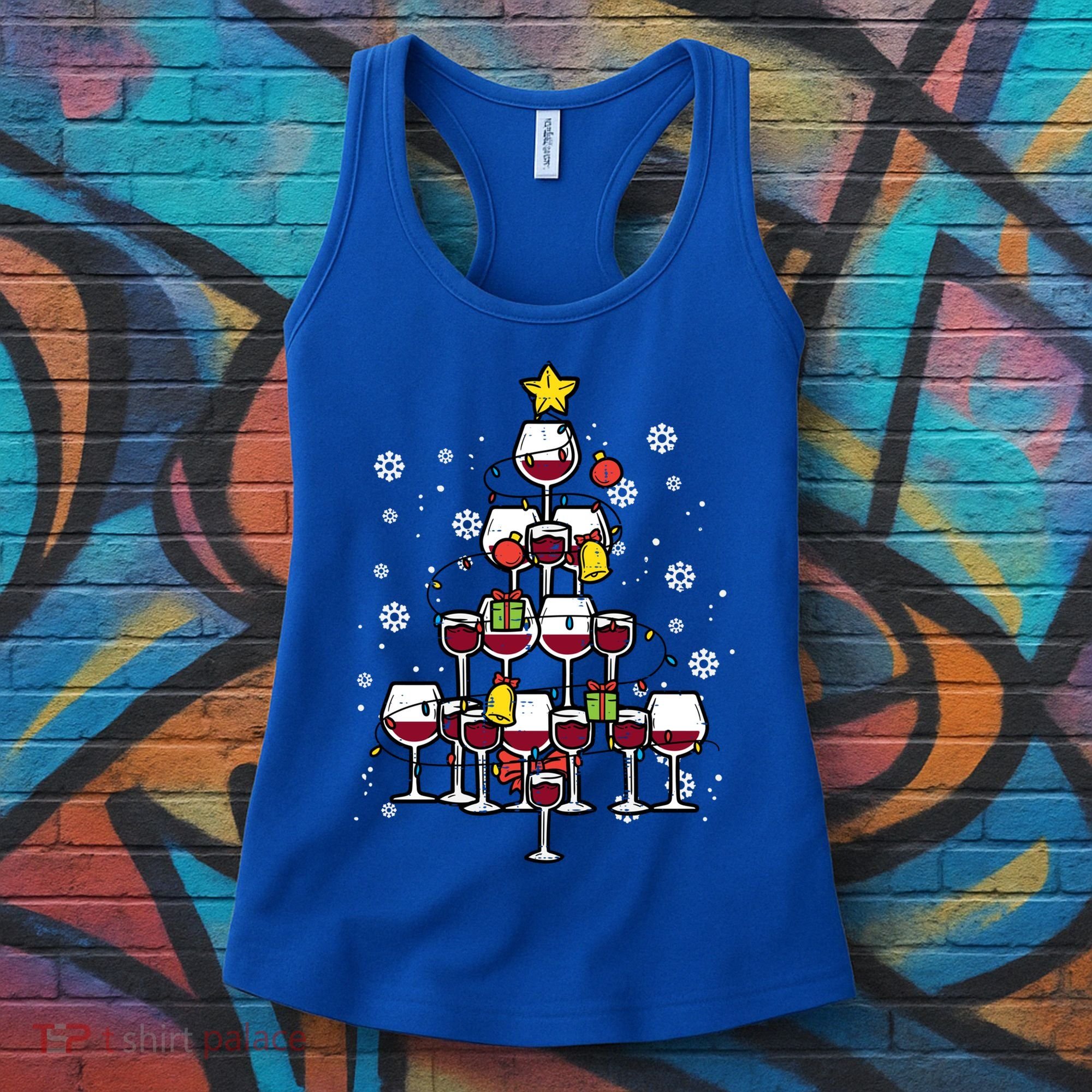 Wine Christmas Tree Xmas Pajamas Pjs Gift Women's Tank Top