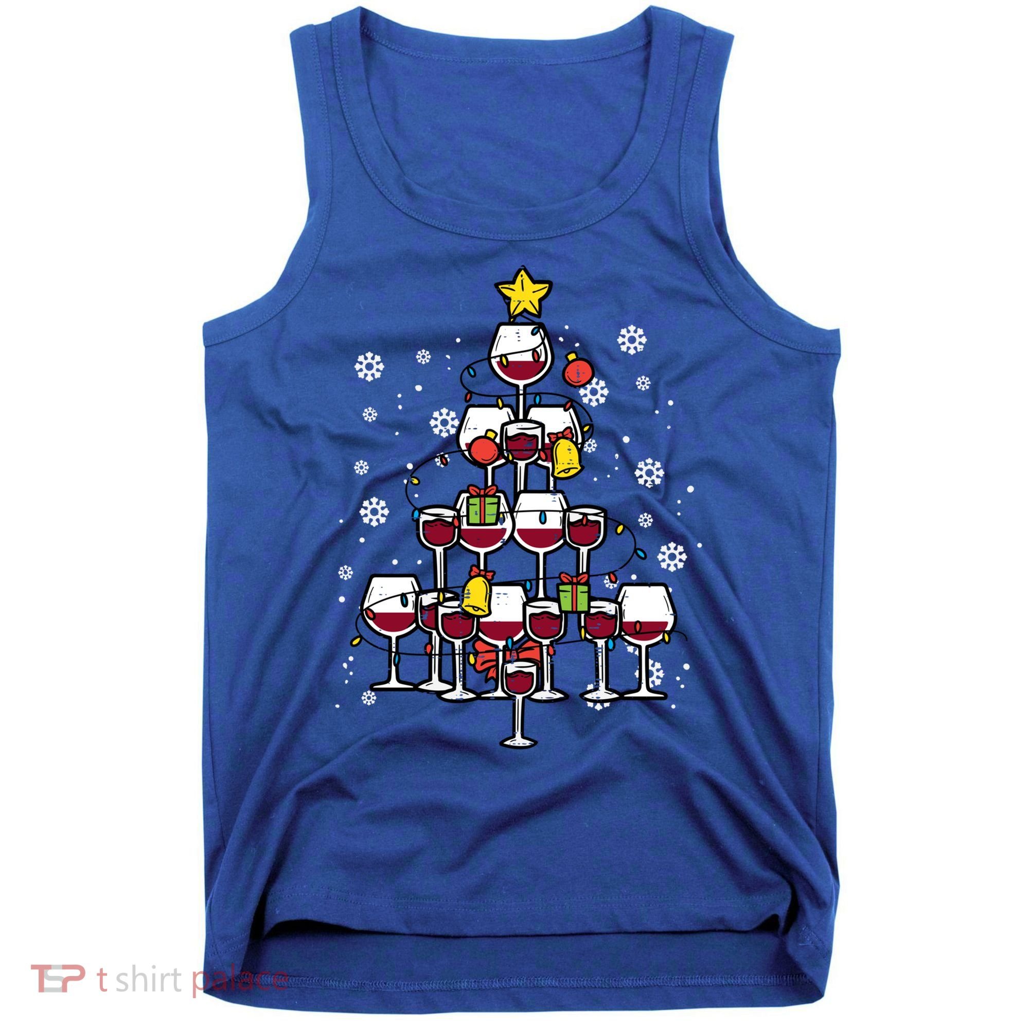 Wine Christmas Tree Xmas Pajamas Pjs Gift Tank Top