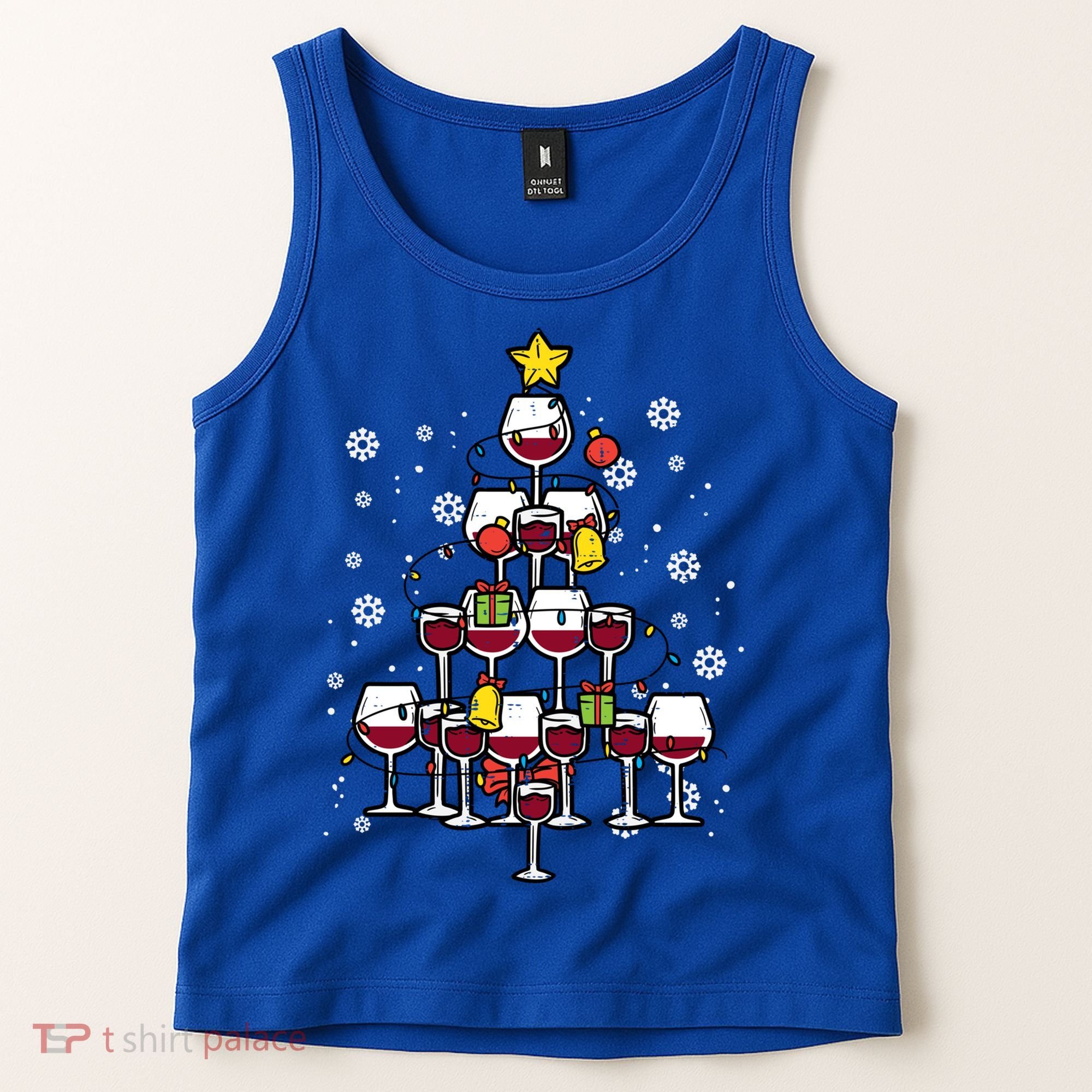 Wine Christmas Tree Xmas Pajamas Pjs Gift Tank Top