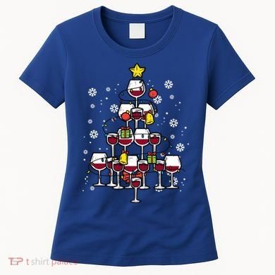 Wine Christmas Tree Xmas Pajamas Pjs Gift Women's T-Shirt